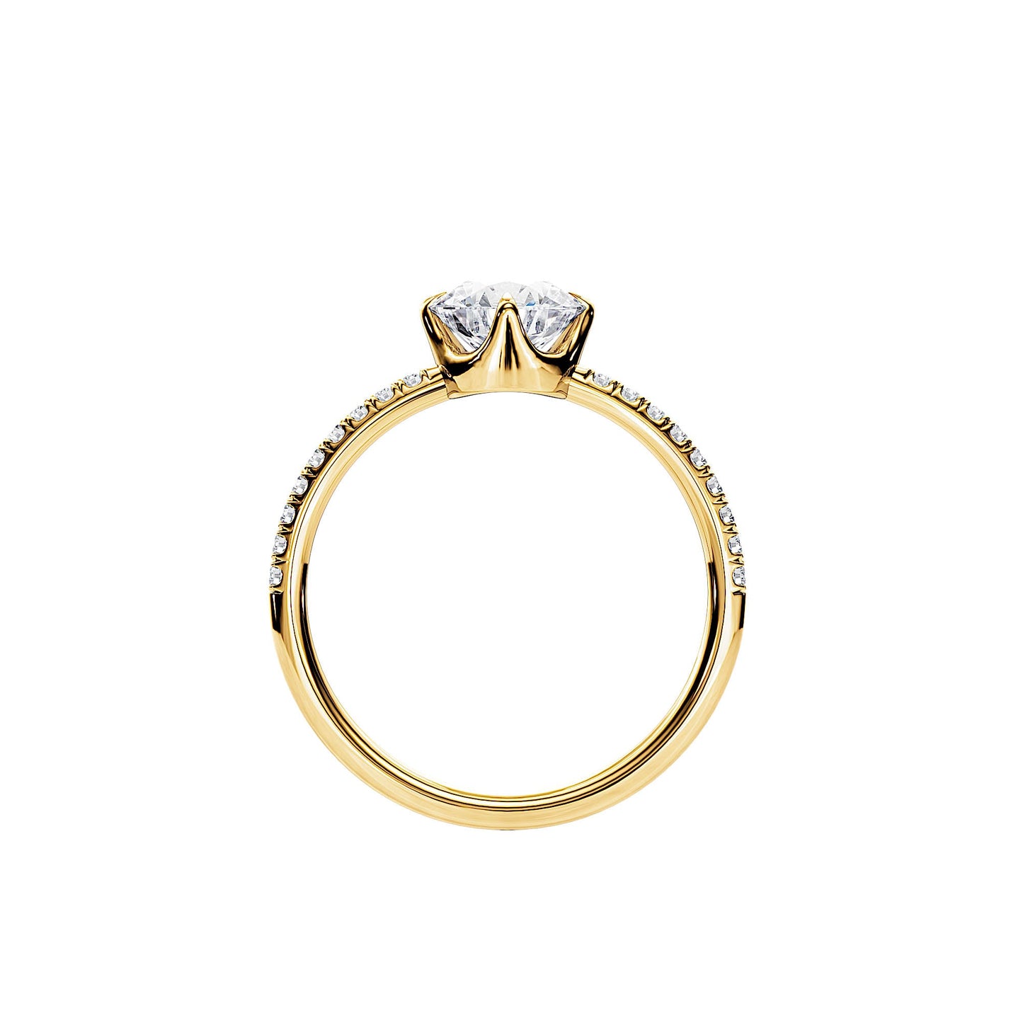 1.0 CT Round Cut Pave Setting Moissanite Engagement Ring