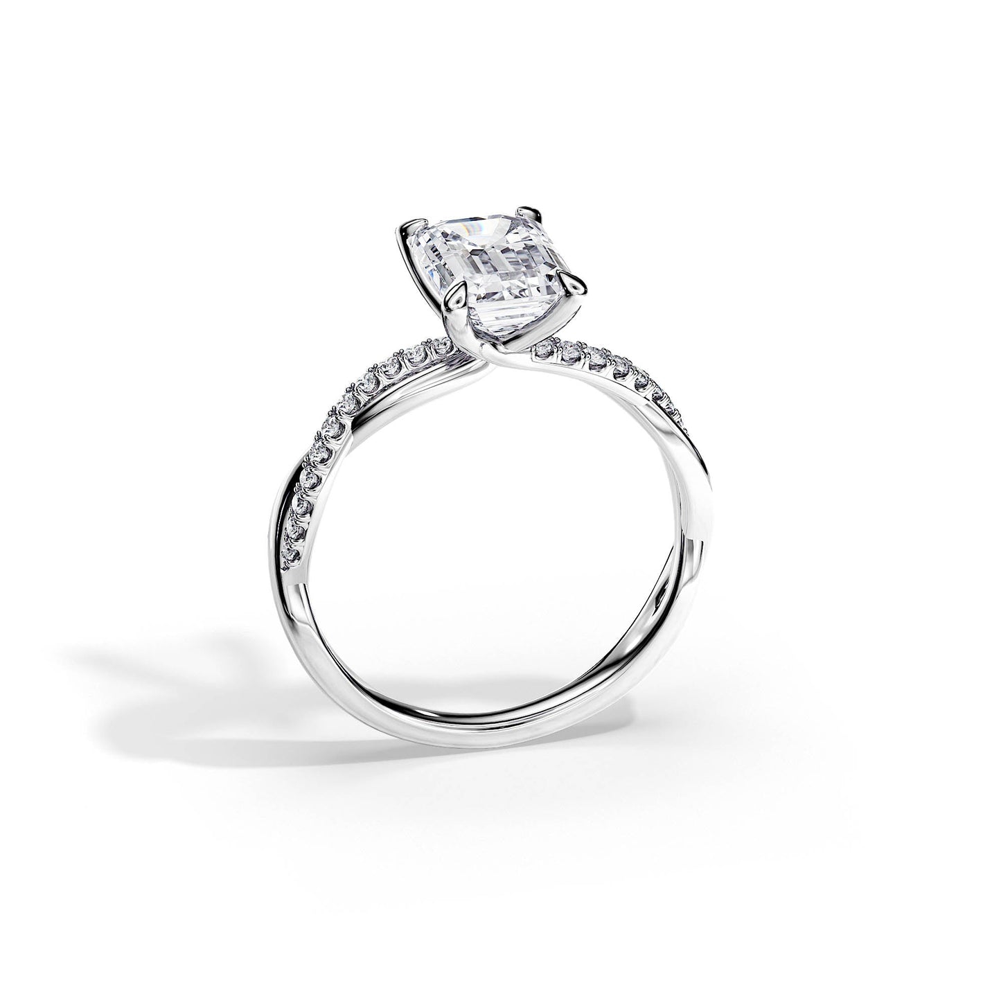 2.50 CT Emerald Cut Moissanite Twisted Engagement Ring