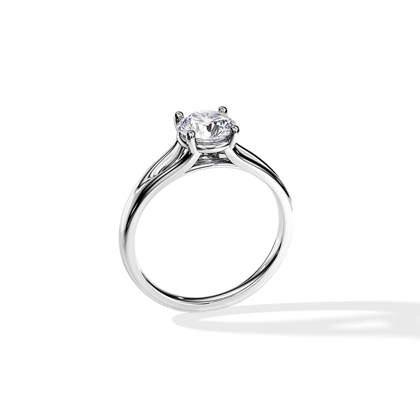 1.0 CT Round Moissanite Split Shank Style Engagement Ring