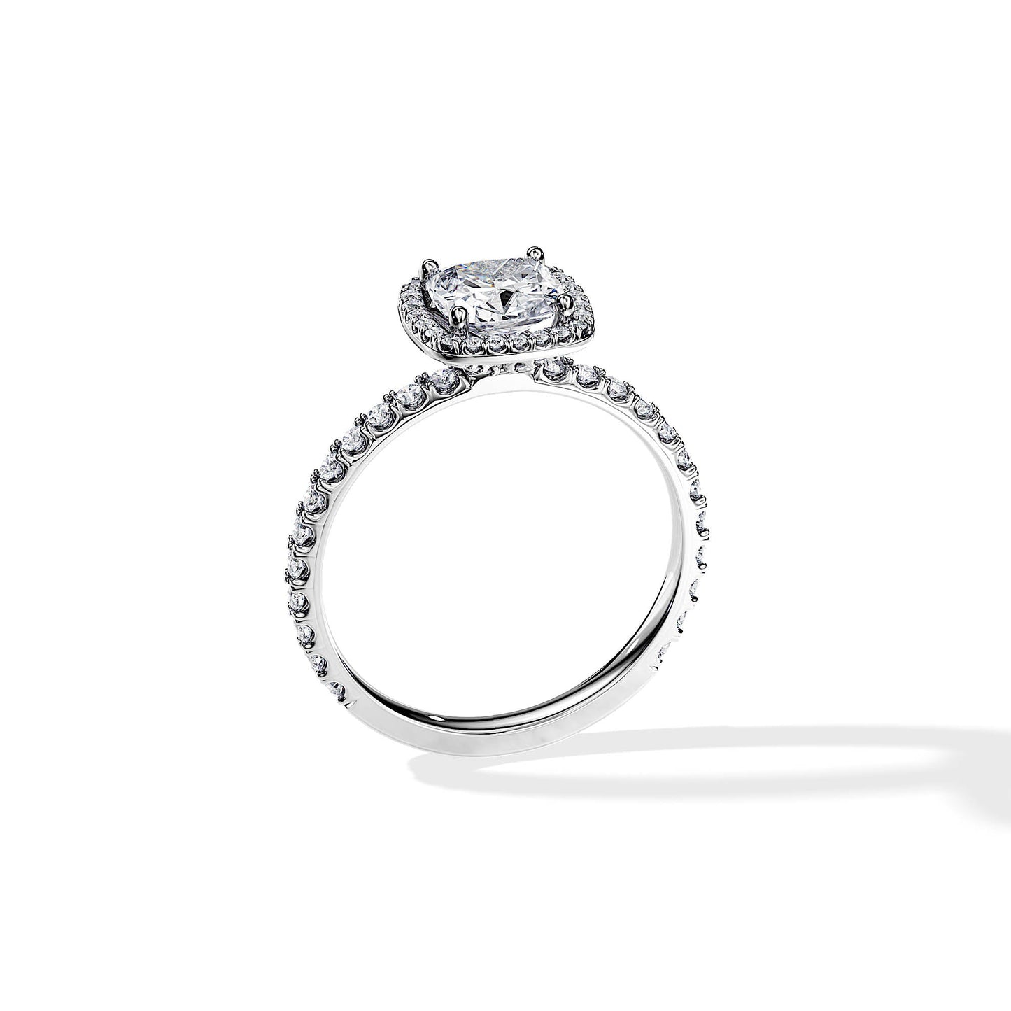 1.0 CT Cushion Cut Moissanite Halo & Pave Engagement Ring