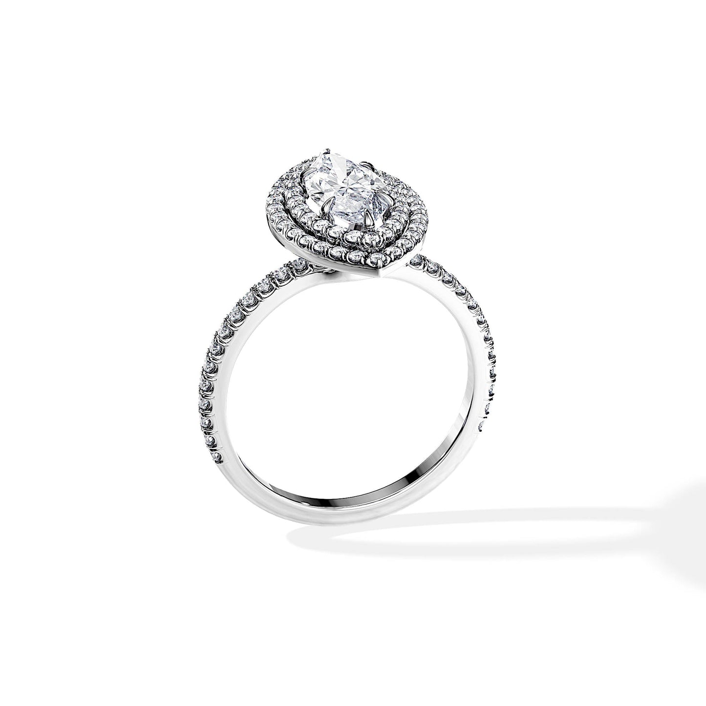 3.0 CT Marquise Cut Moissanite Double Halo & Pave Engagement Ring