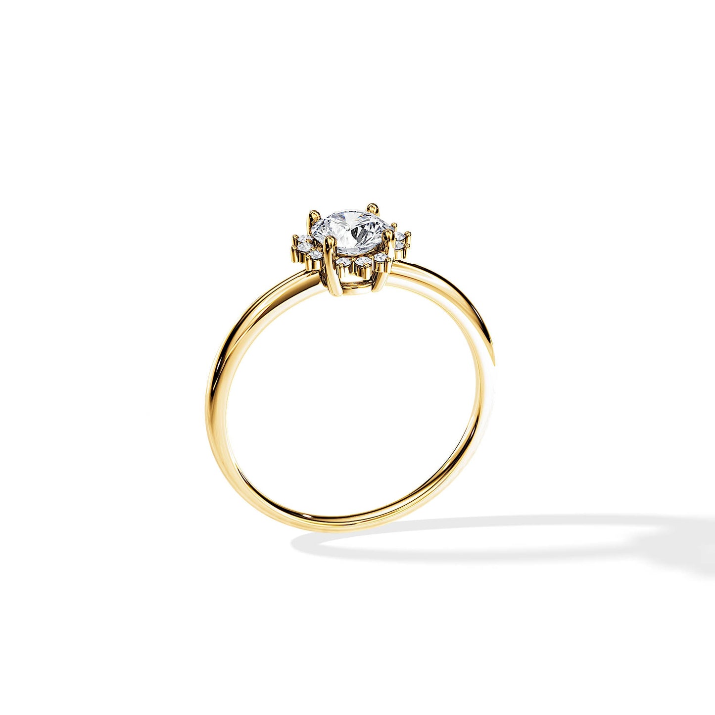 0.50 CT Round Cut Moissanite Halo Style Engagement Ring