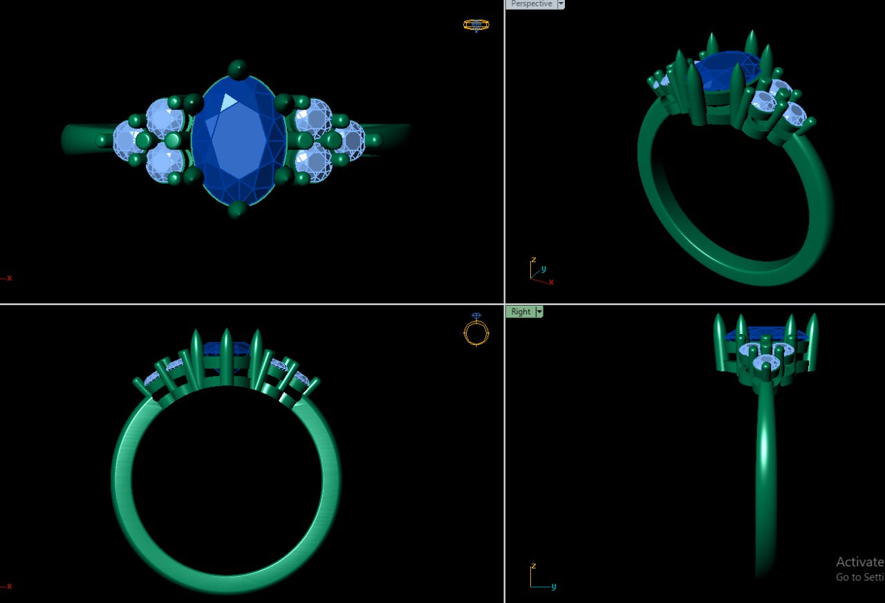 0.43 CT Oval Moissanite Cluster Engagement Ring (Second 30% Order Amount)