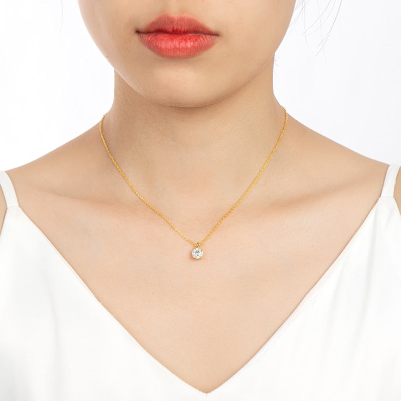 1.0 CT Round Moissanite Diamond Solitaire Necklace - farrellouise