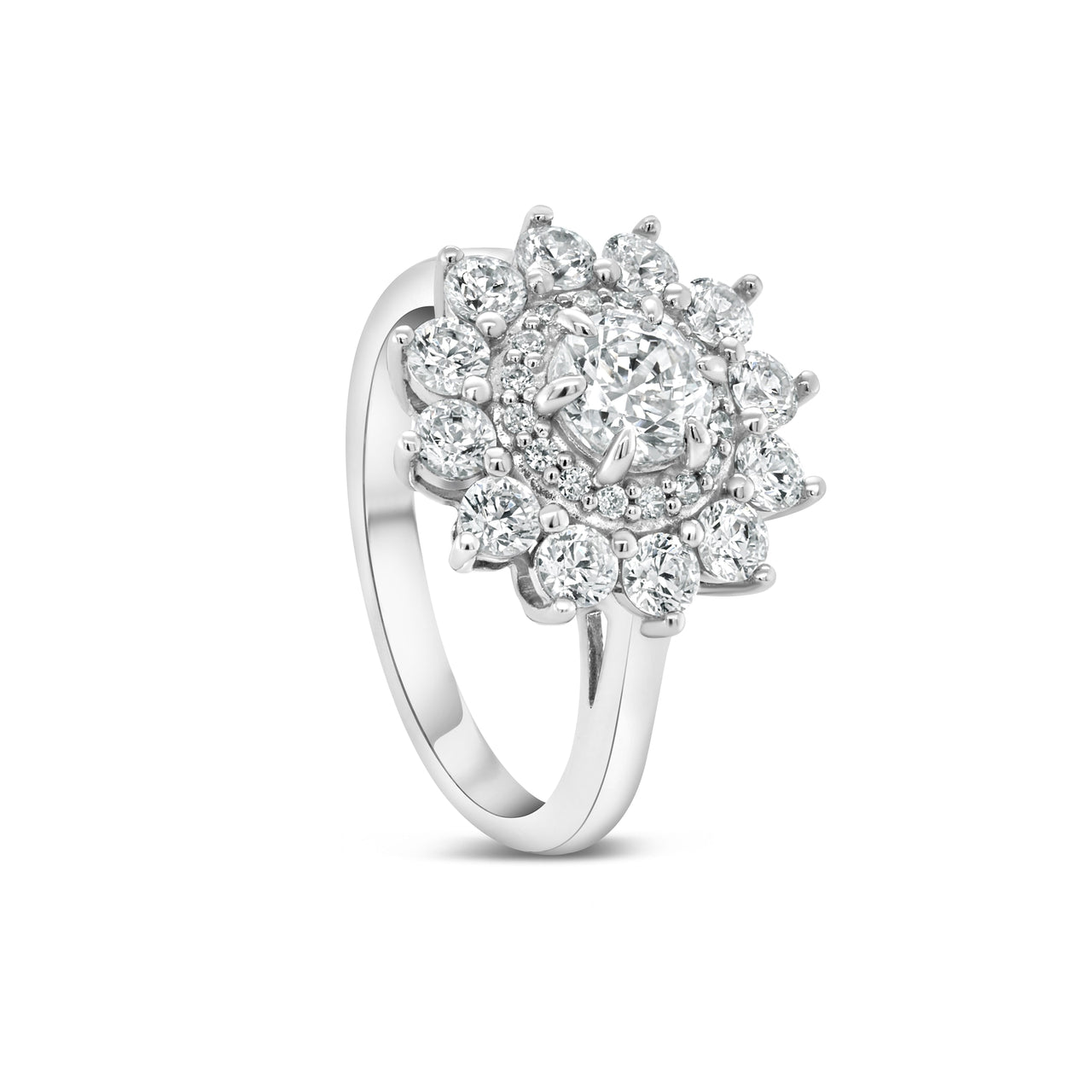 0.50 CT Round Moissanite Floral Halo Engagement Ring - farrellouise