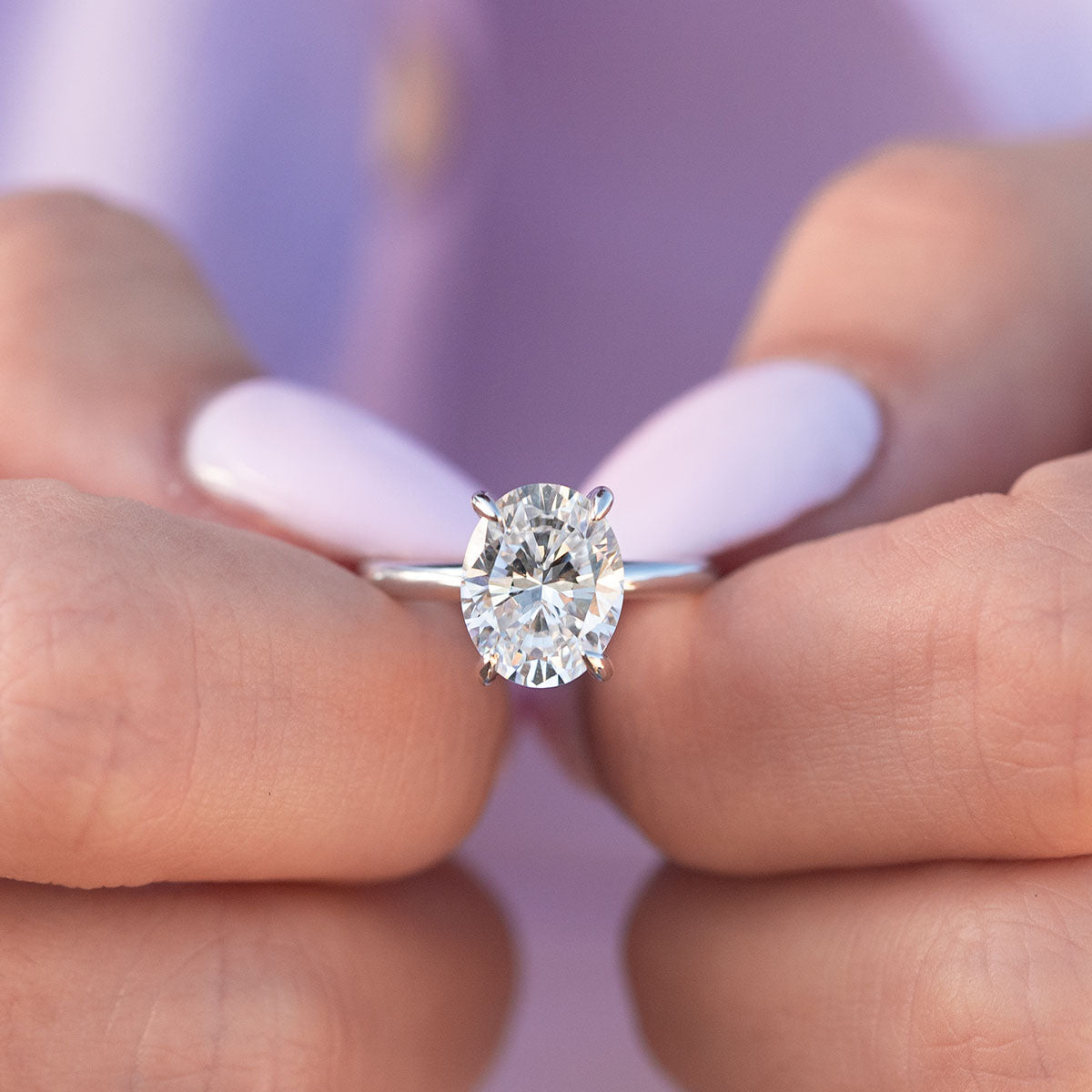 3.0 CT Oval Moissanite Hidden Halo Engagement Ring - farrellouise