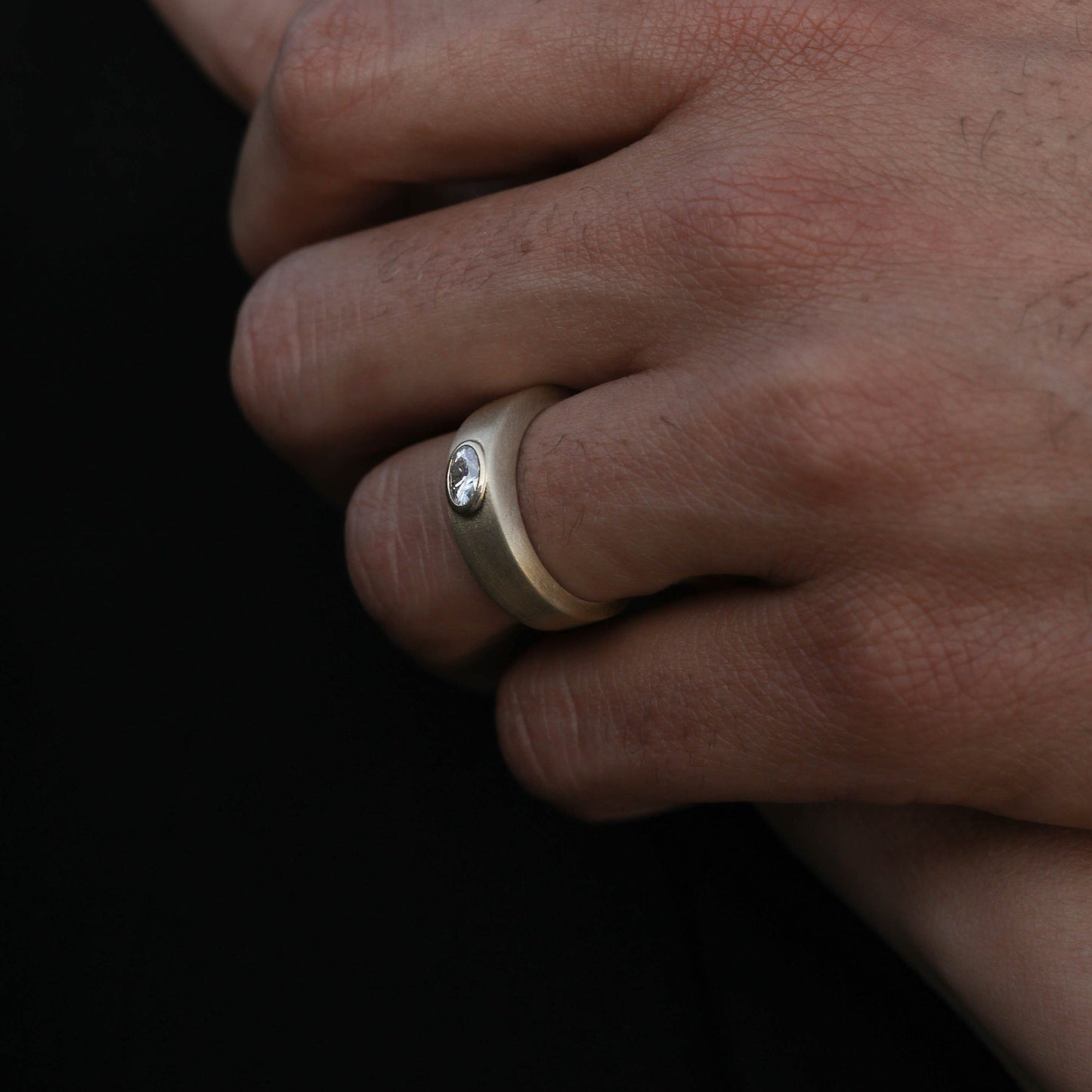 Classic Single Stone Satin-Finish Men's Band - farrellouise