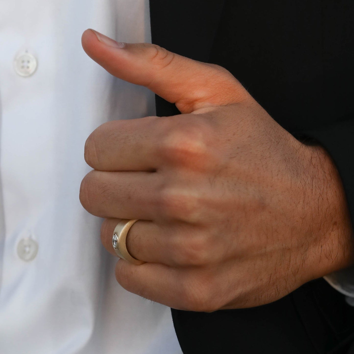 Classic Single Stone Satin-Finish Men's Band - farrellouise