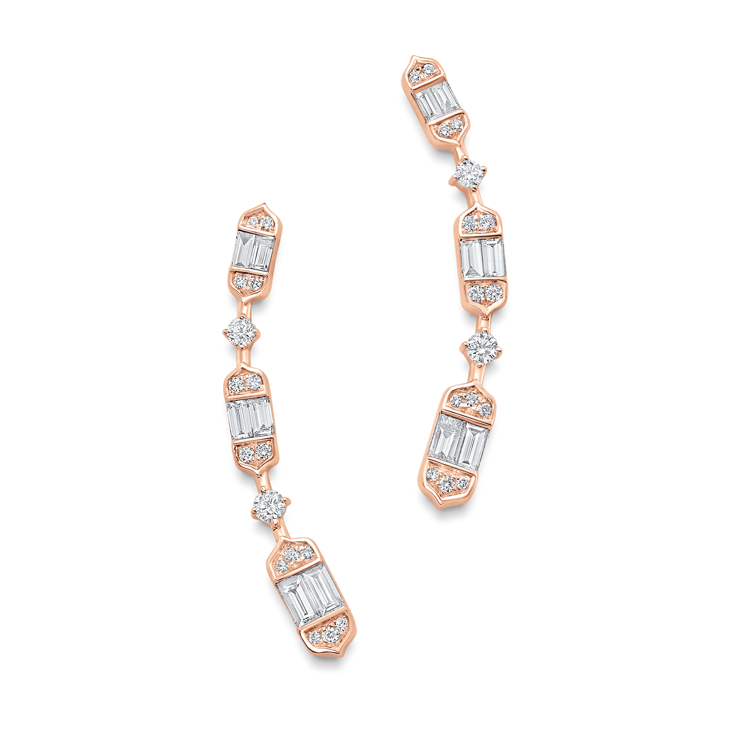 0.46 TCW Round & Baguette Moissanite Diamond Ear Crawler Earrings - farrellouise