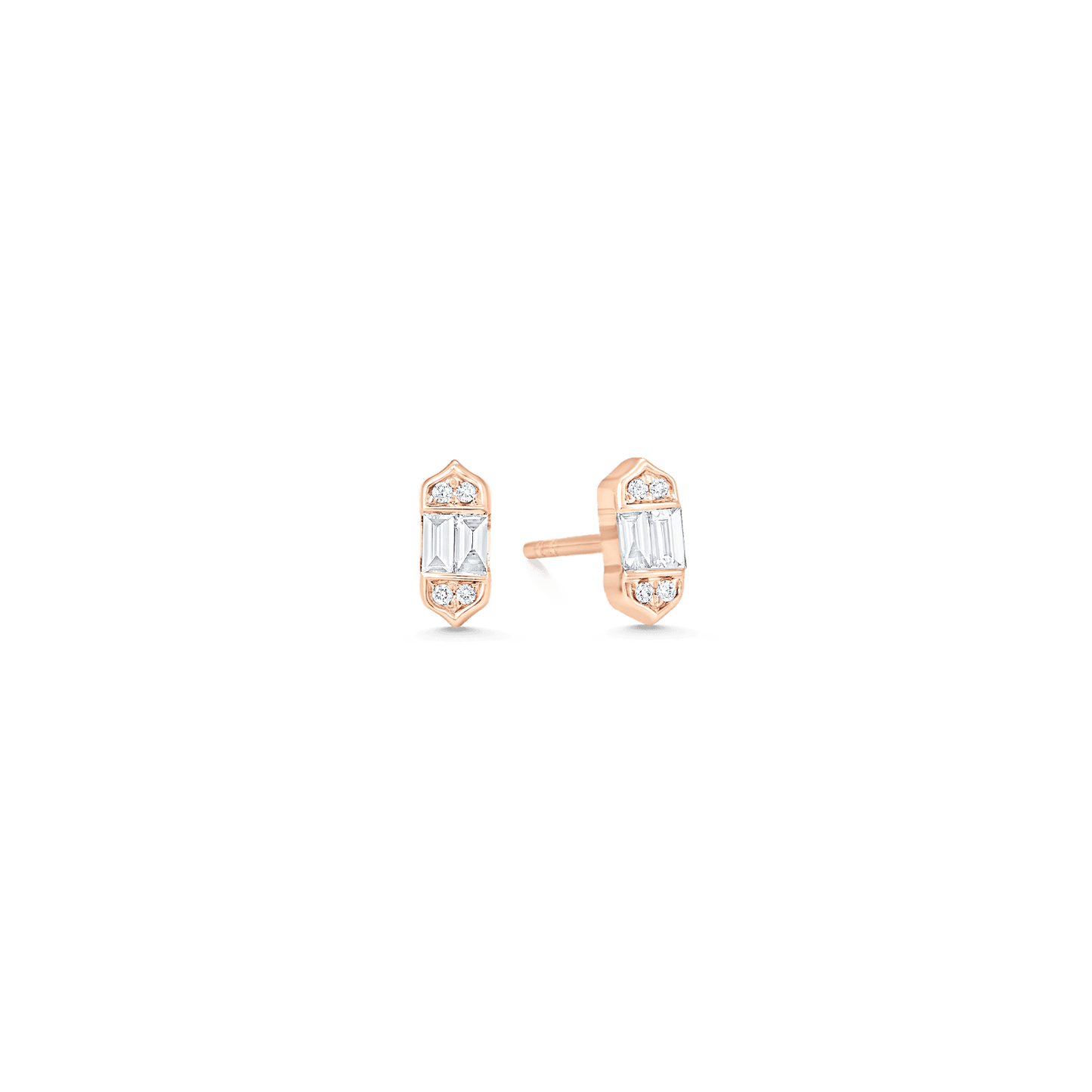 0.20 TCW Round & Baguette Moissanite Diamond Stud Earrings - farrellouise