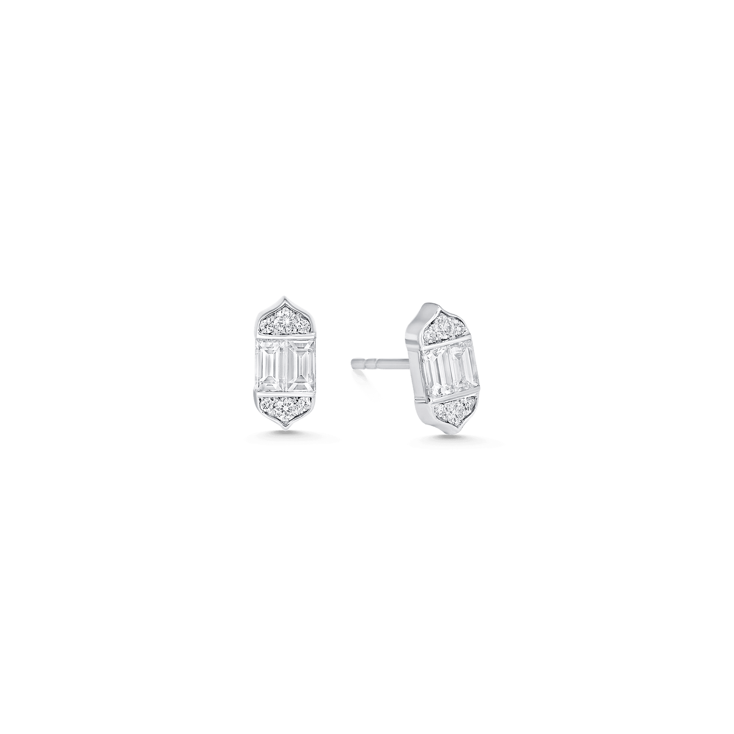 0.61 TCW Round & Baguette Moissanite Diamond Stud Earrings - farrellouise