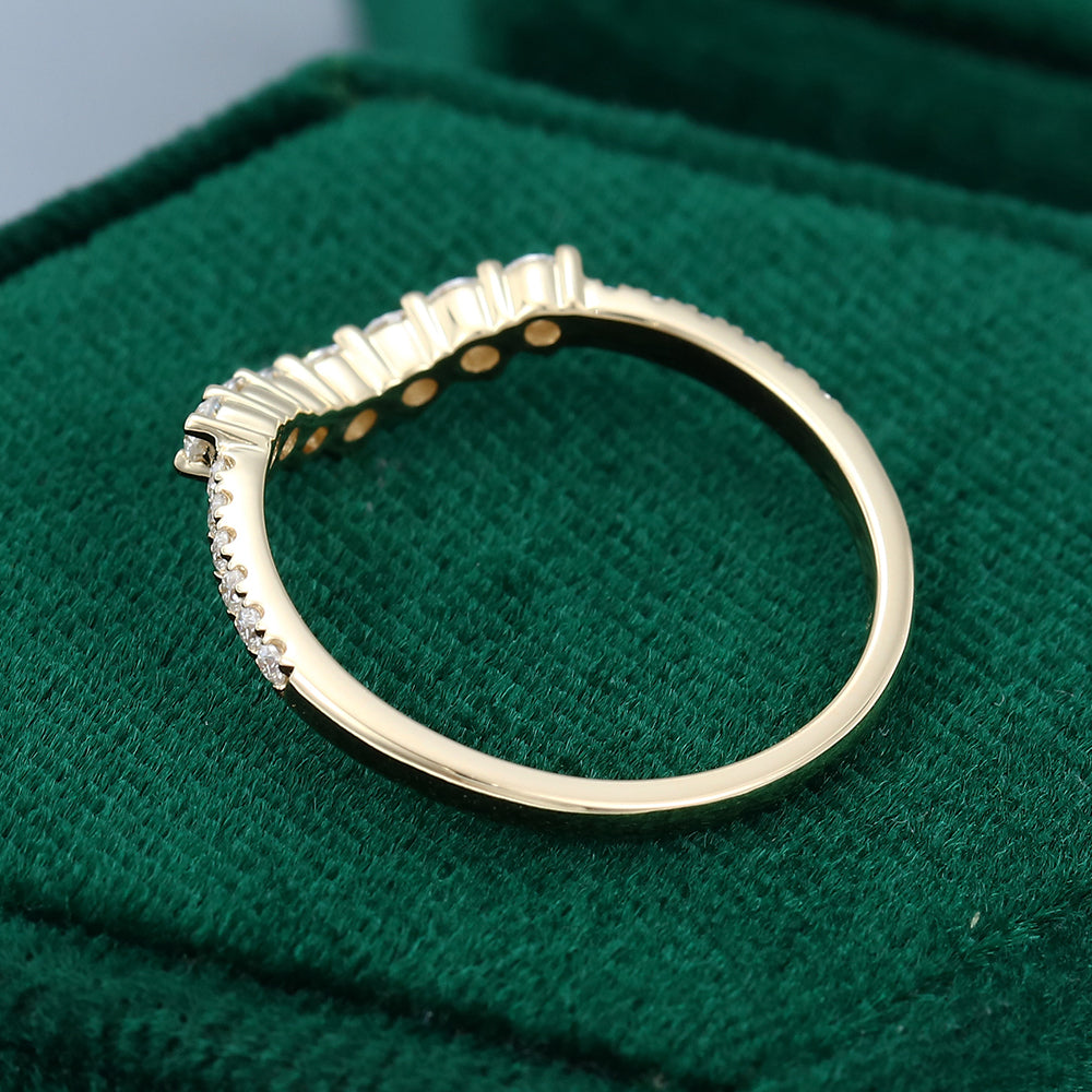 0.37 Round Moissanite Curved Wedding Band - farrellouise