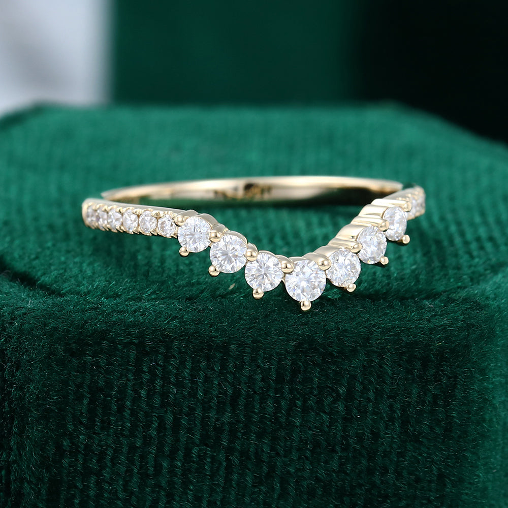0.37 Round Moissanite Curved Wedding Band - farrellouise