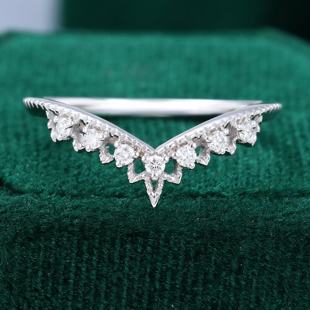 0.11 CT Round Moissanite Tiara Wedding Band - farrellouise