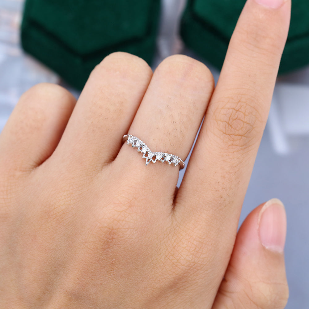 0.11 CT Round Moissanite Tiara Wedding Band - farrellouise