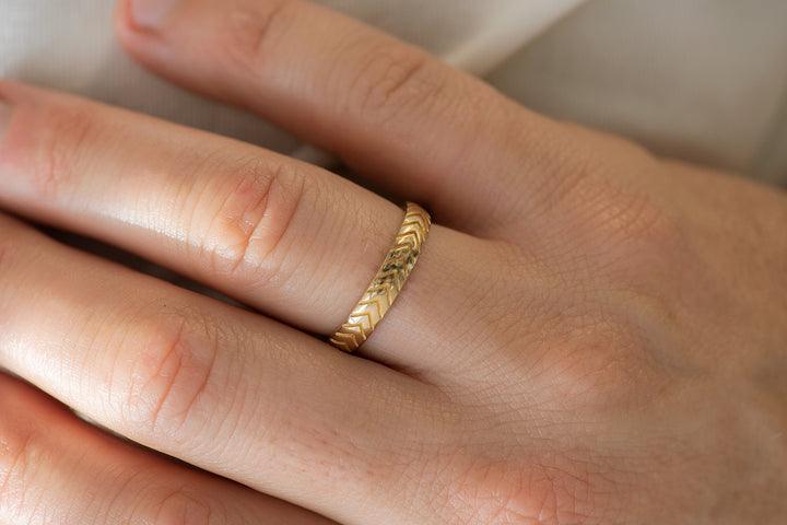 Men's Wedding Band with Engraved Geometric Pattern - farrellouise