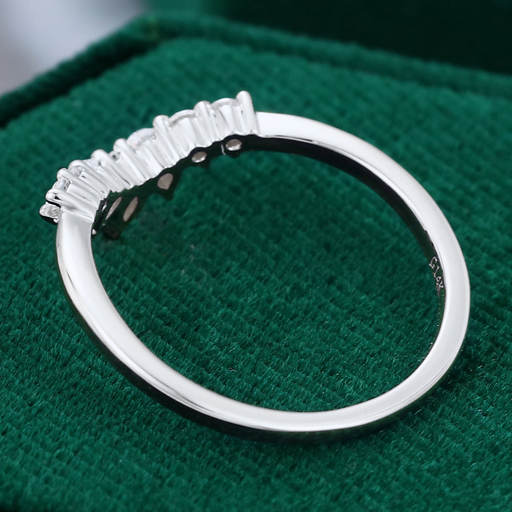 0.27 Round, Pear & Marquise Moissanite Curved Wedding Band - farrellouise