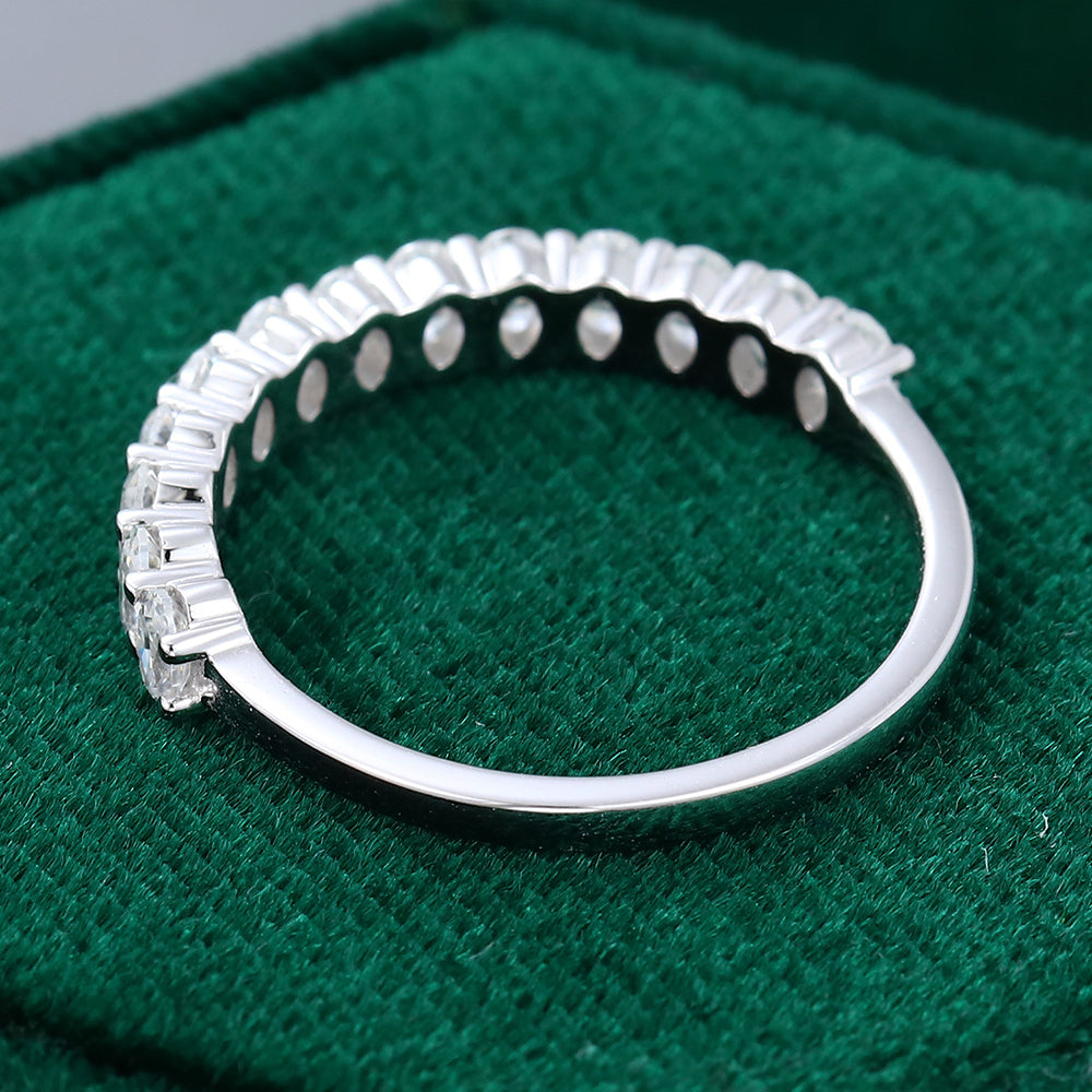 0.80 CT Oval Moissanite Half Eternity Wedding Band - farrellouise