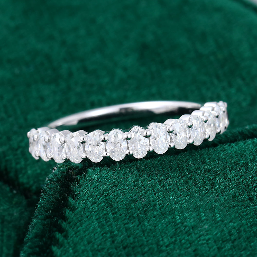 0.80 CT Oval Moissanite Half Eternity Wedding Band - farrellouise