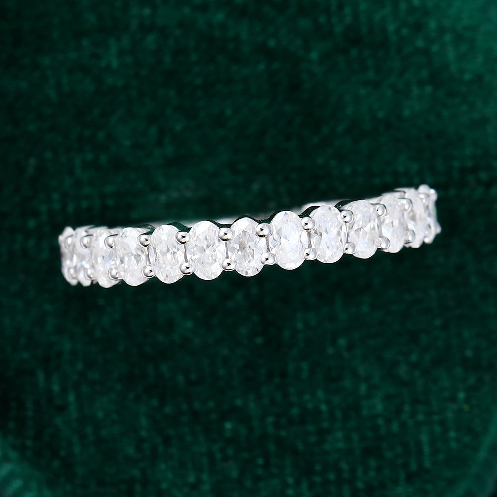0.80 CT Oval Moissanite Half Eternity Wedding Band - farrellouise