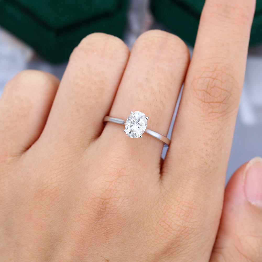 1.33 CT Oval Shaped Moissanite Solitaire Engagement Ring - farrellouise