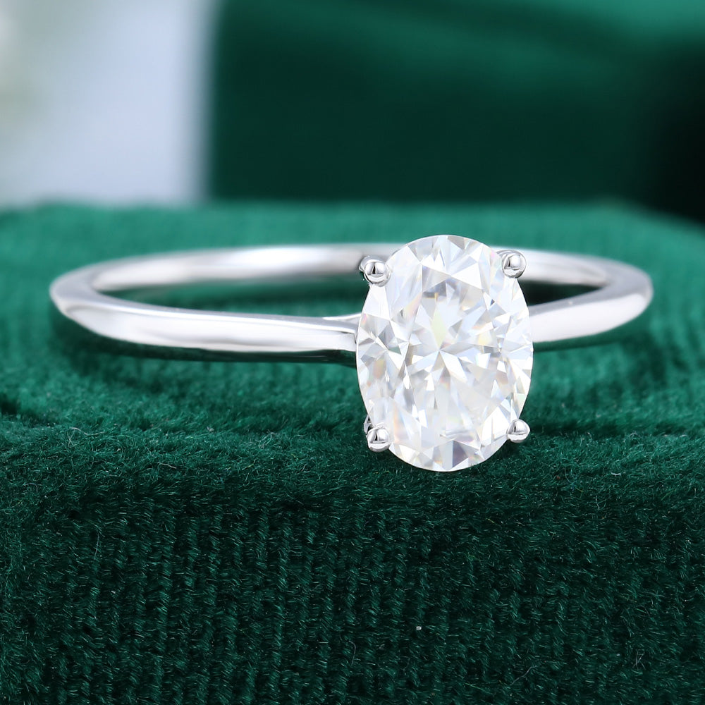 1.33 CT Oval Shaped Moissanite Solitaire Engagement Ring - farrellouise
