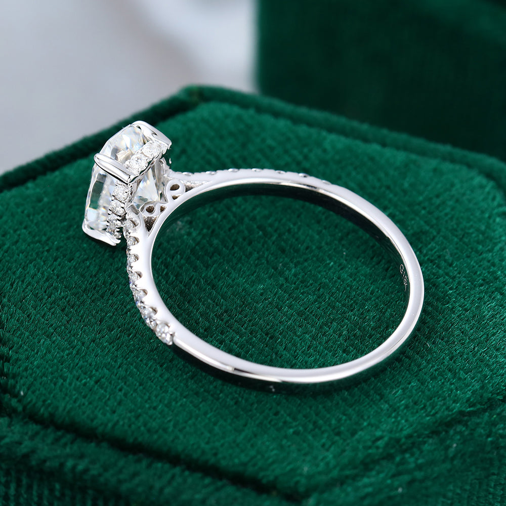 0.64 CT Oval Shaped Moissanite Hidden Halo Setting Engagement Ring - farrellouise