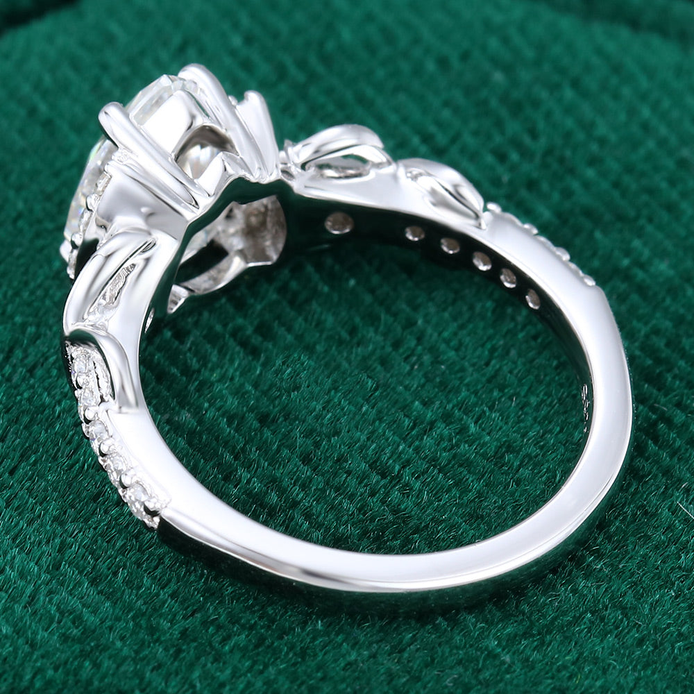 1.0 CT Pear Shaped Moissanite Cluster Engagement Ring - farrellouise
