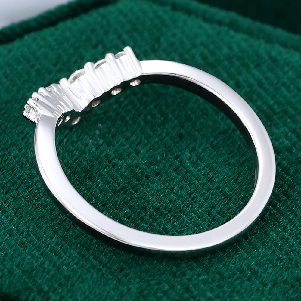 0.20 Round Moissanite Curved Wedding Band - farrellouise