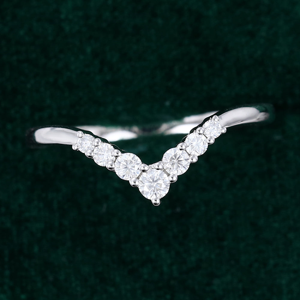 0.20 Round Moissanite Curved Wedding Band - farrellouise