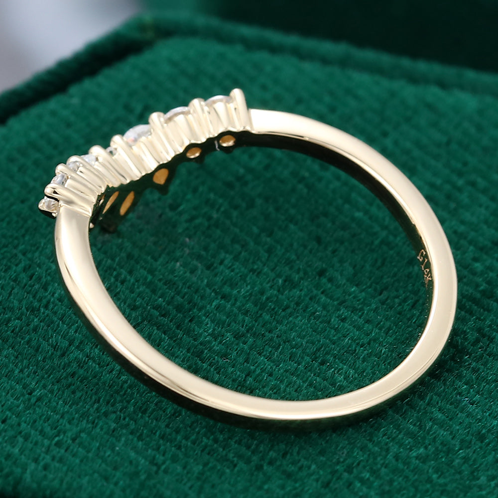 0.27 Round, Pear & Marquise Moissanite Curved Wedding Band - farrellouise