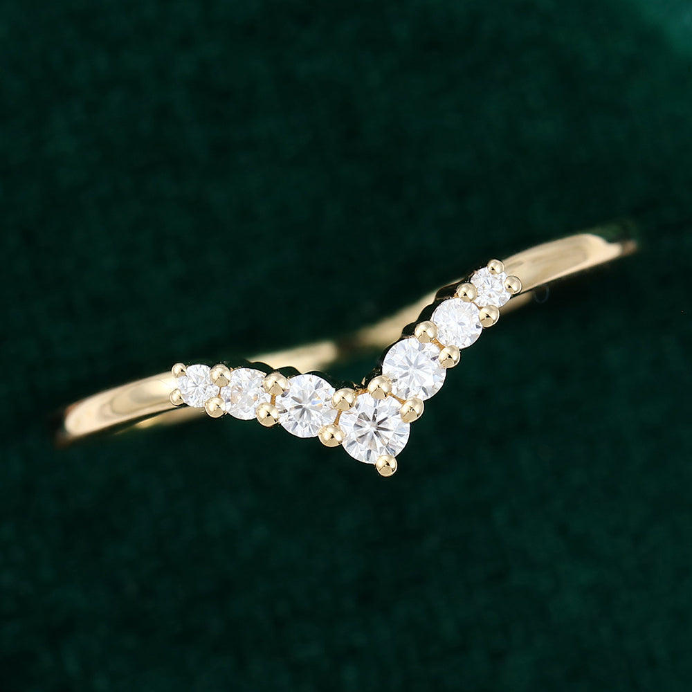 0.20 Round Moissanite Curved Wedding Band - farrellouise