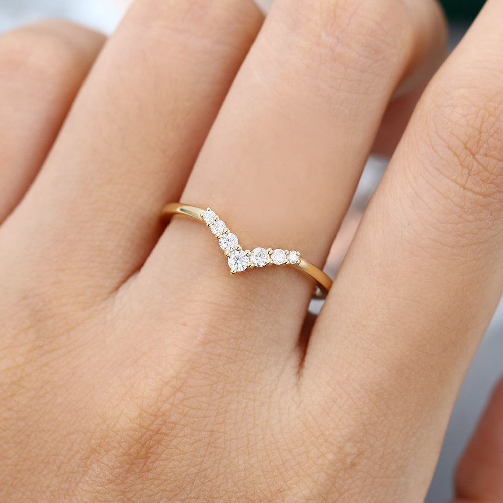 0.20 Round Moissanite Curved Wedding Band - farrellouise