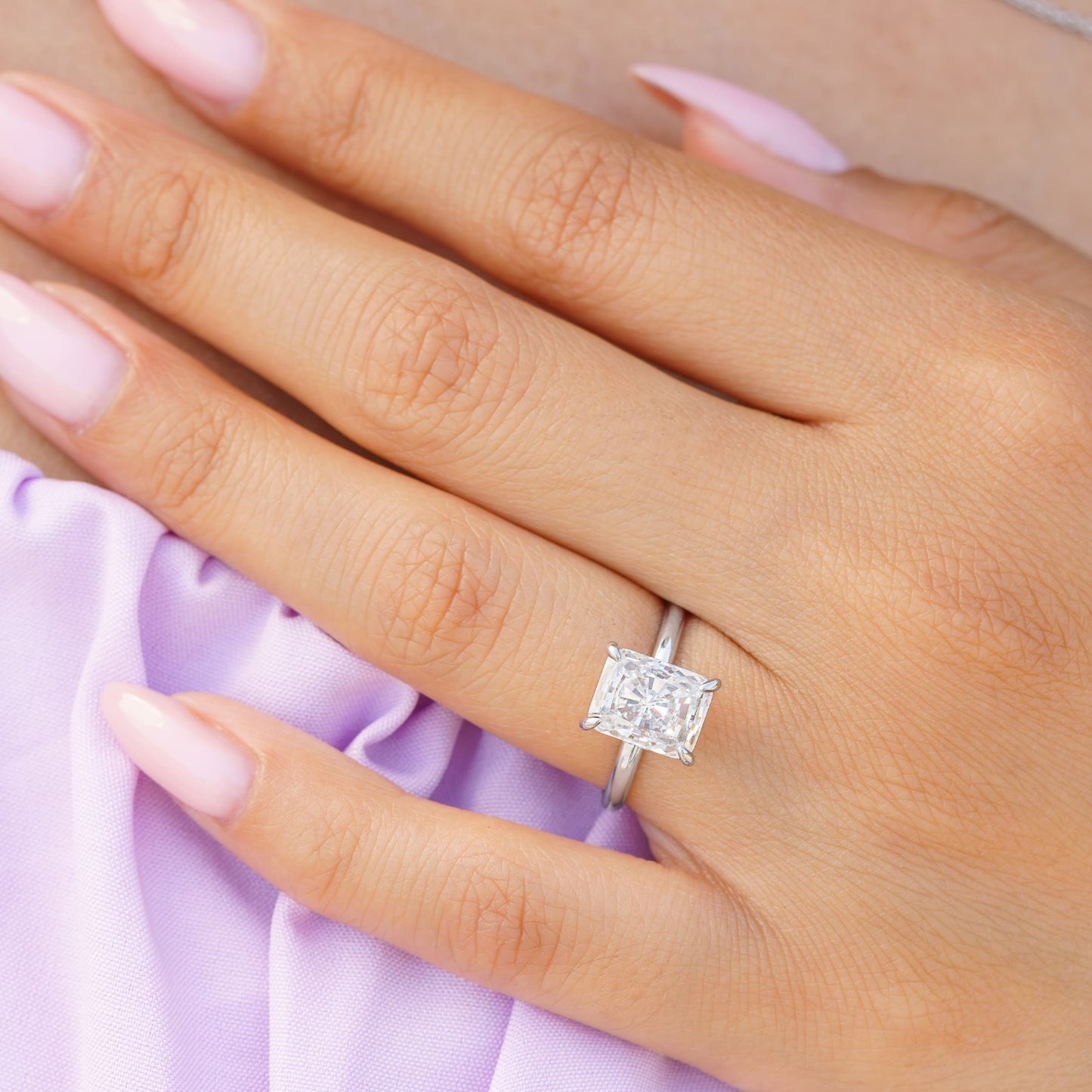 3.0 CT Radiant Moissanite Hidden Halo Engagement Ring - farrellouise