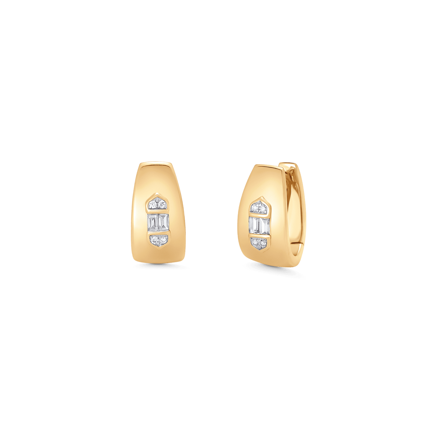 0.17 TCW Round & Baguette Moissanite Diamond Huggie Earrings - farrellouise