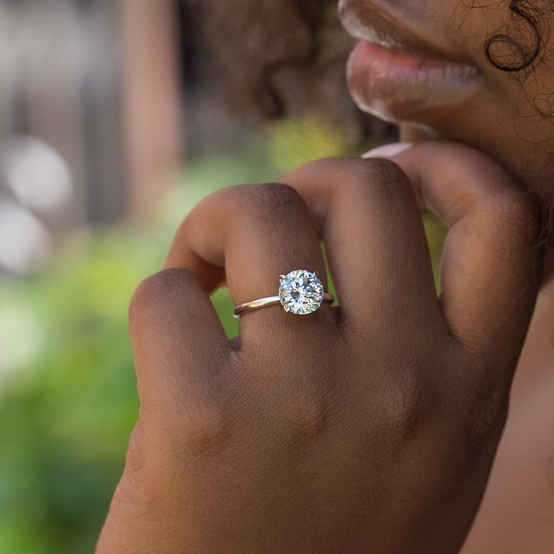 3.0 CT Round Moissanite Hidden Halo Engagement Ring - farrellouise