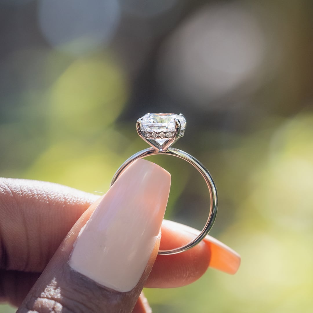 3.0 CT Round Moissanite Hidden Halo Engagement Ring - farrellouise