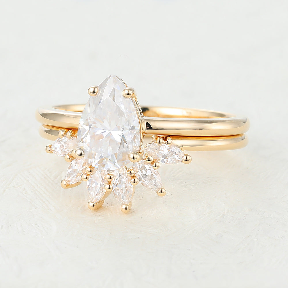 1.50 CT Pear Moissanite Solitaire Bridal Ring Set - farrellouise