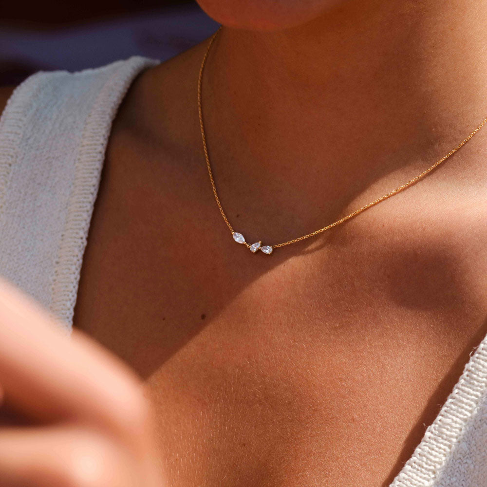 0.48 TCW Pear & Marquise Moissanite Diamond Multi Stones Pendent Necklace - farrellouise