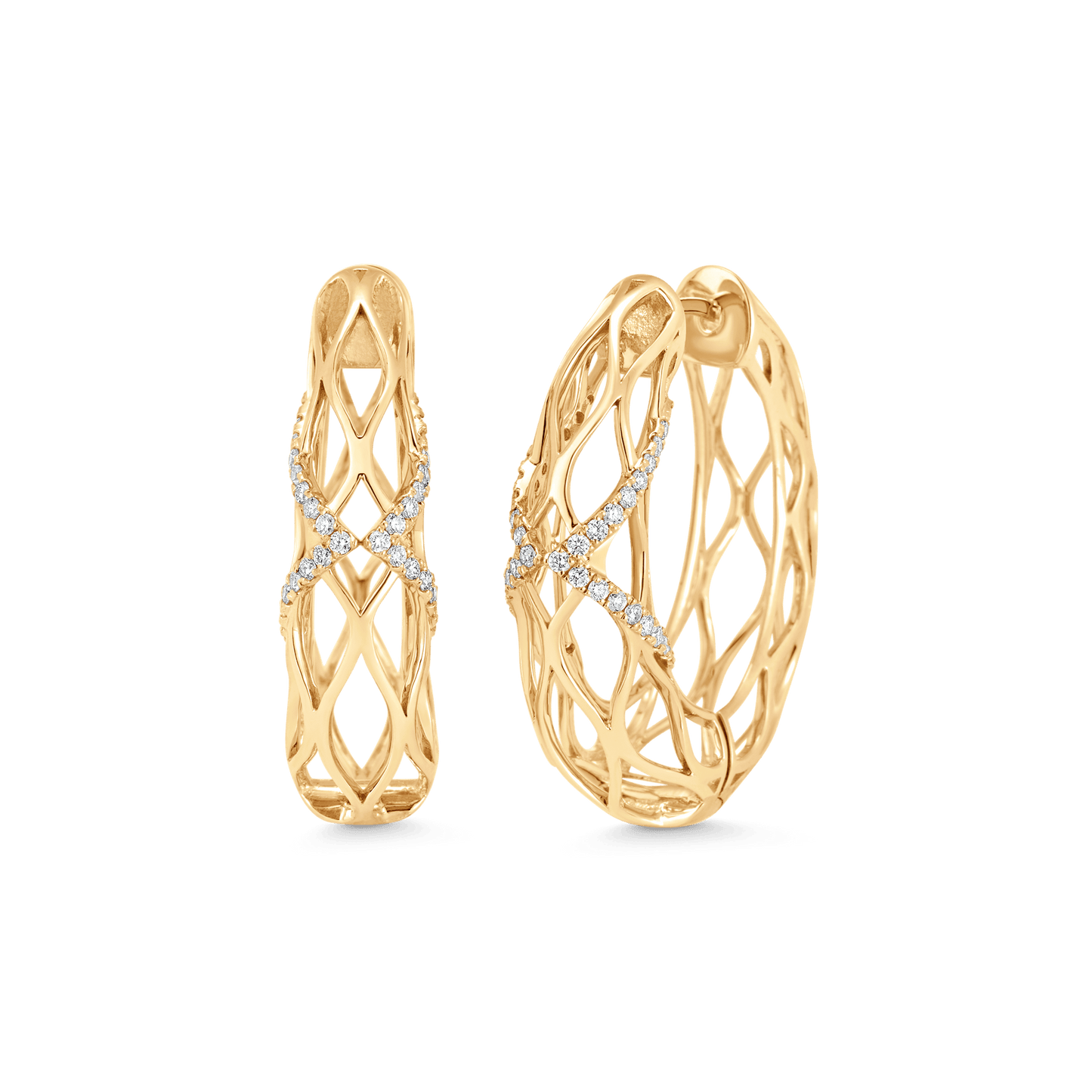 0.53 TCW Round Moissanite Diamond Dentelle Hoops Earrings - farrellouise