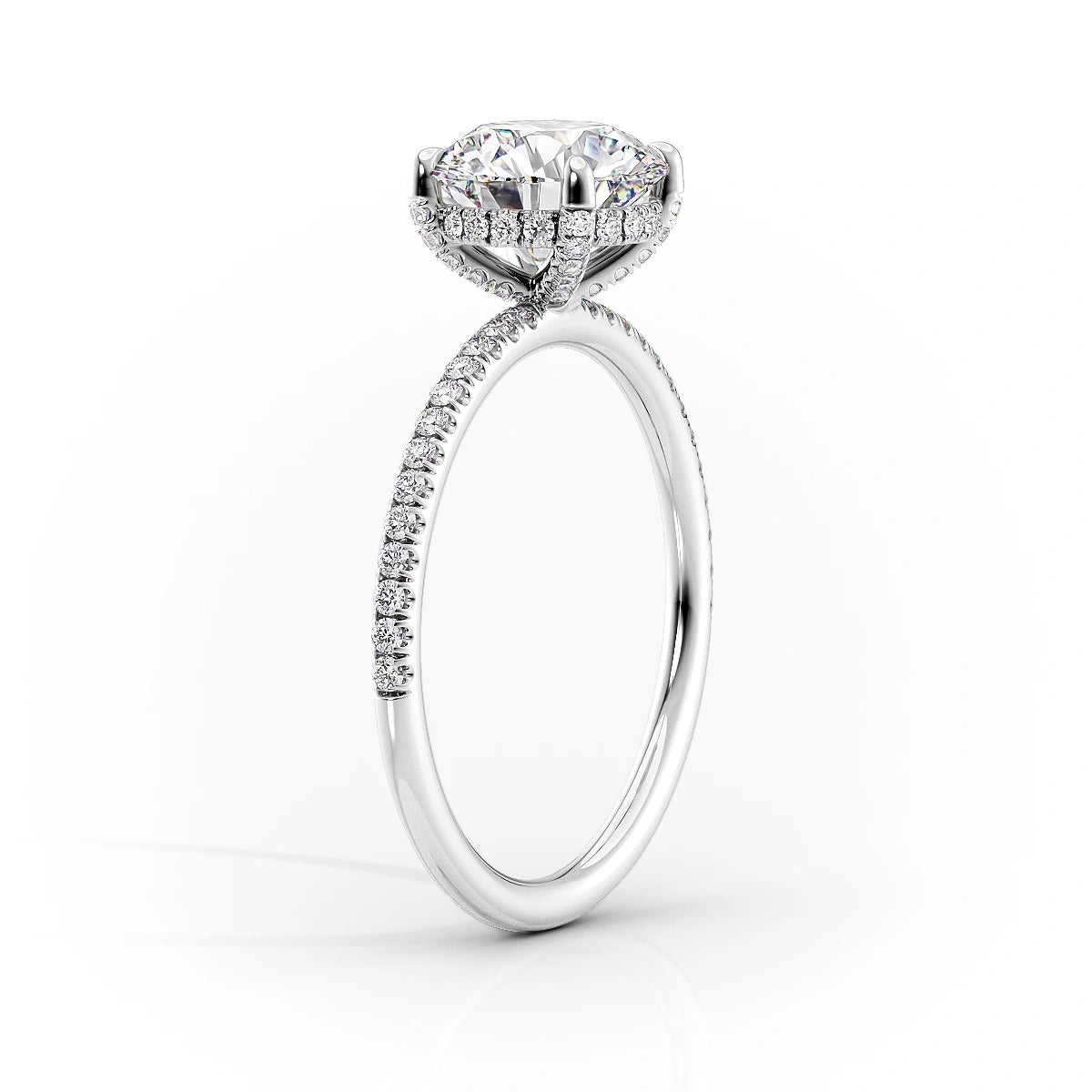 1.0 CT Radiant Moissanite Hidden Halo Engagement Ring With Pave Setting - farrellouise