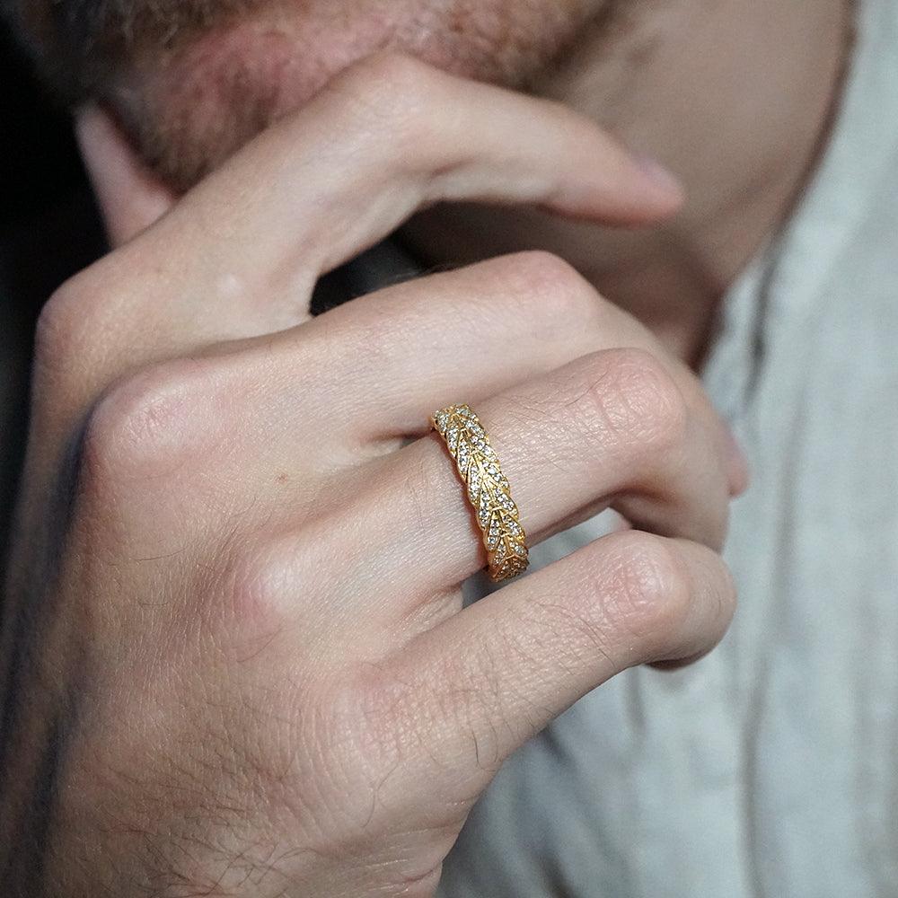 Round Stones Feather Style Men's Wedding Band - farrellouise