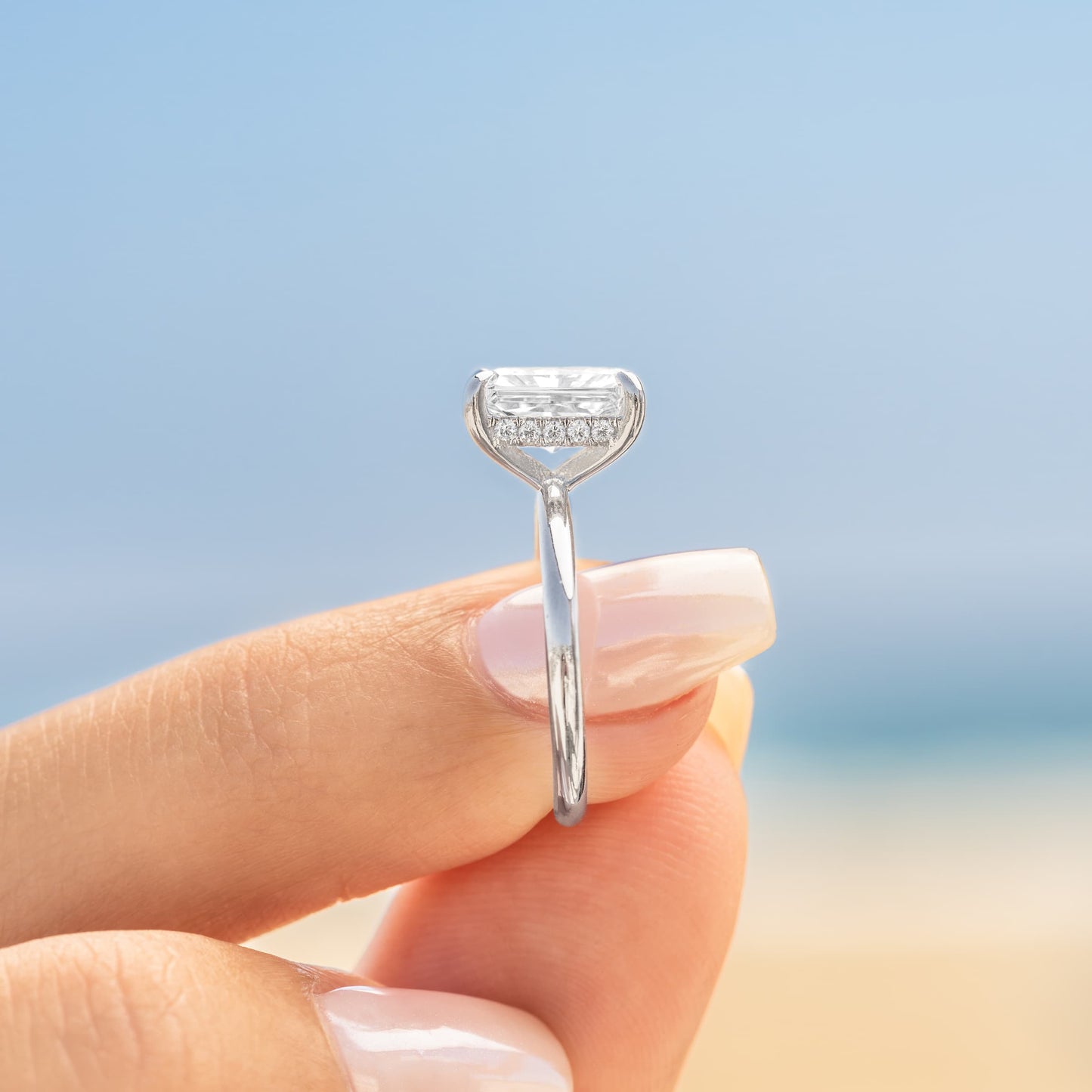 3.0 CT Radiant Moissanite Hidden Halo Engagement Ring - farrellouise