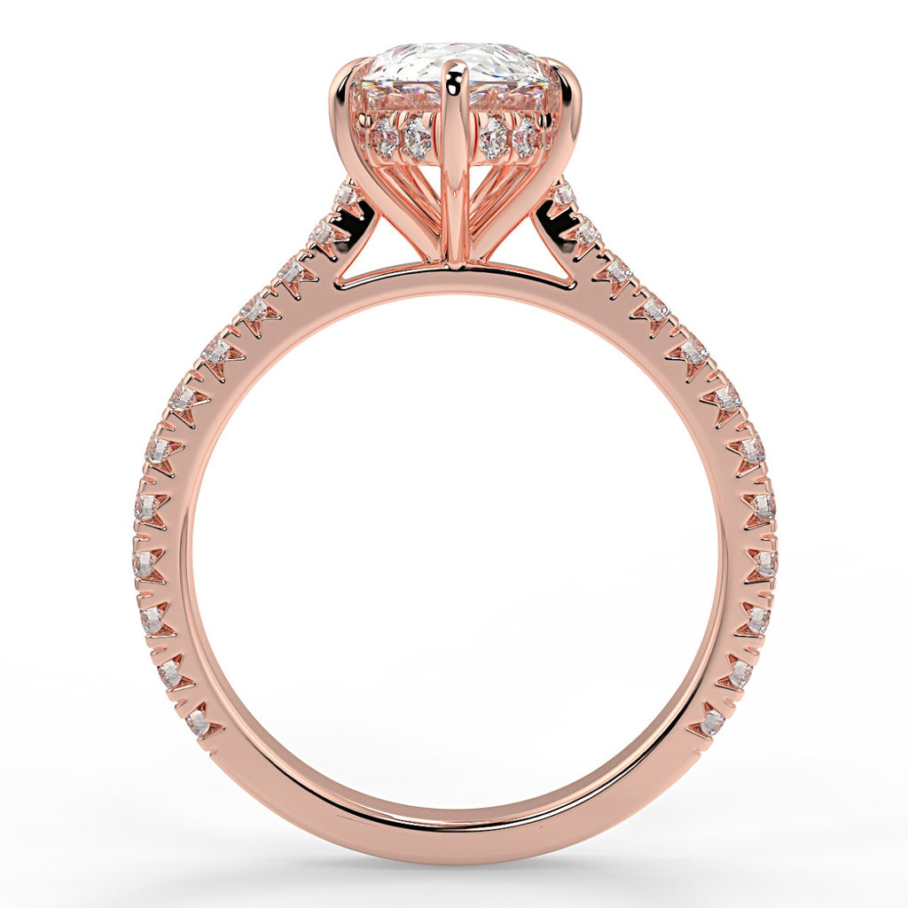 1.33 CT Pear Moissanite Hidden Halo Pave Setting Engagement Ring - farrellouise