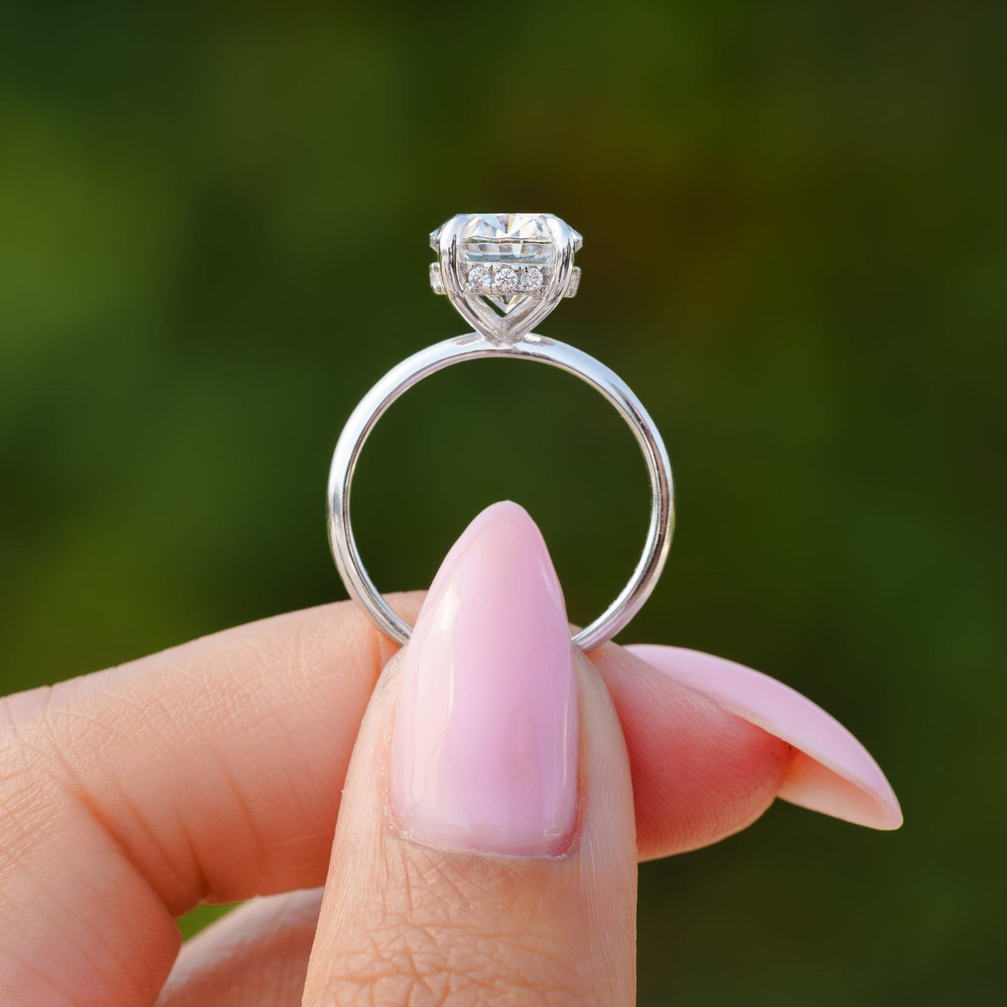 3.0 CT Oval Moissanite Hidden Halo Engagement Ring - farrellouise