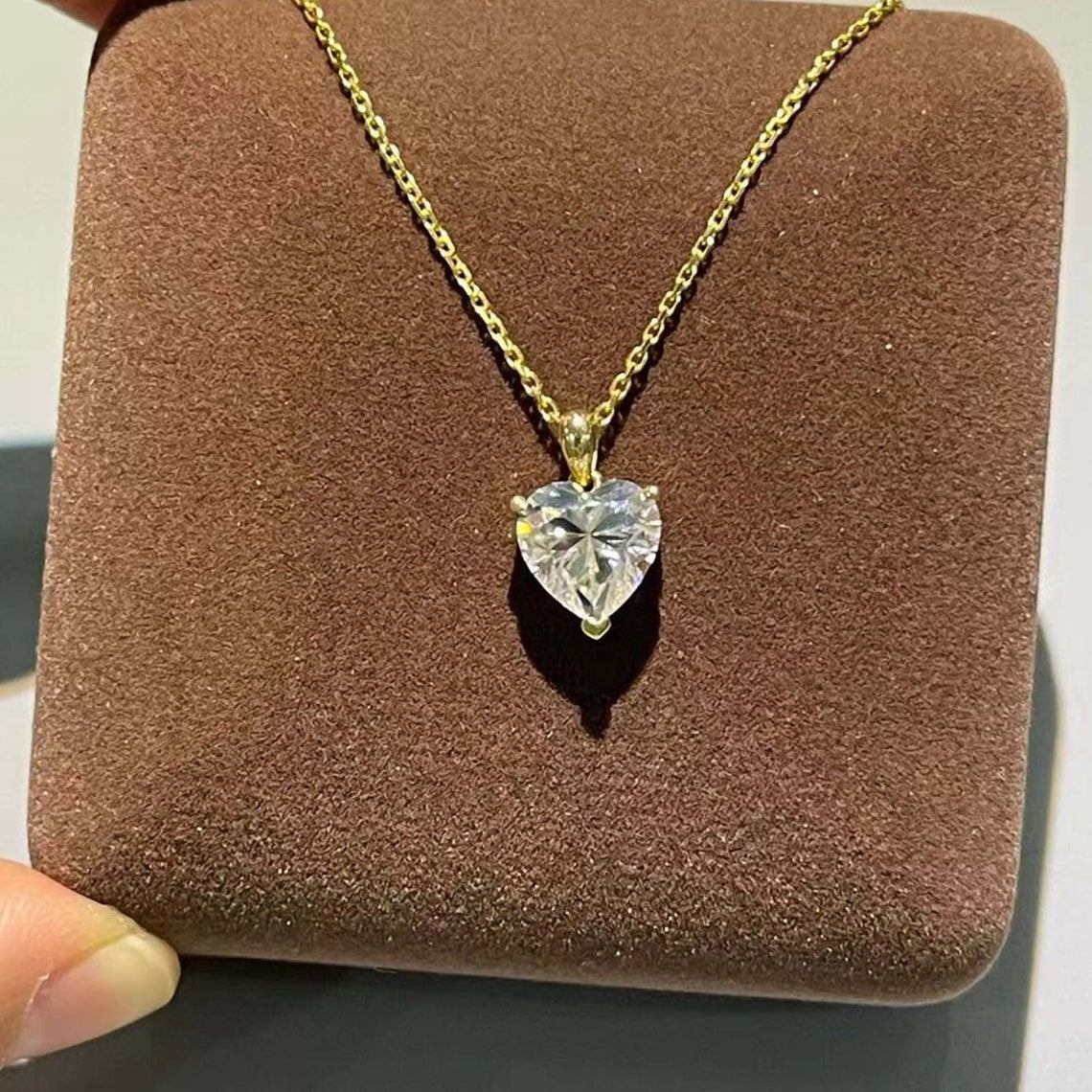 1.0 TCW Heart Moissanite Diamond Solitaire Necklace - farrellouise
