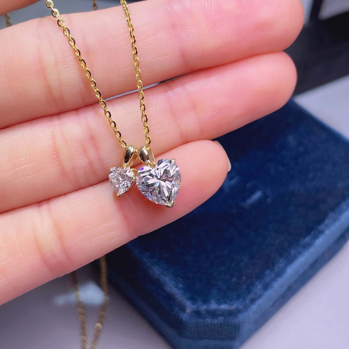 1.0 TCW Heart Moissanite Diamond Solitaire Necklace - farrellouise