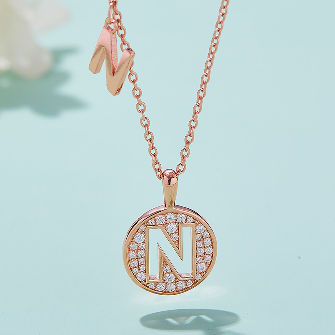 Customized "N" Letter Moissanite Diamond Necklace - farrellouise