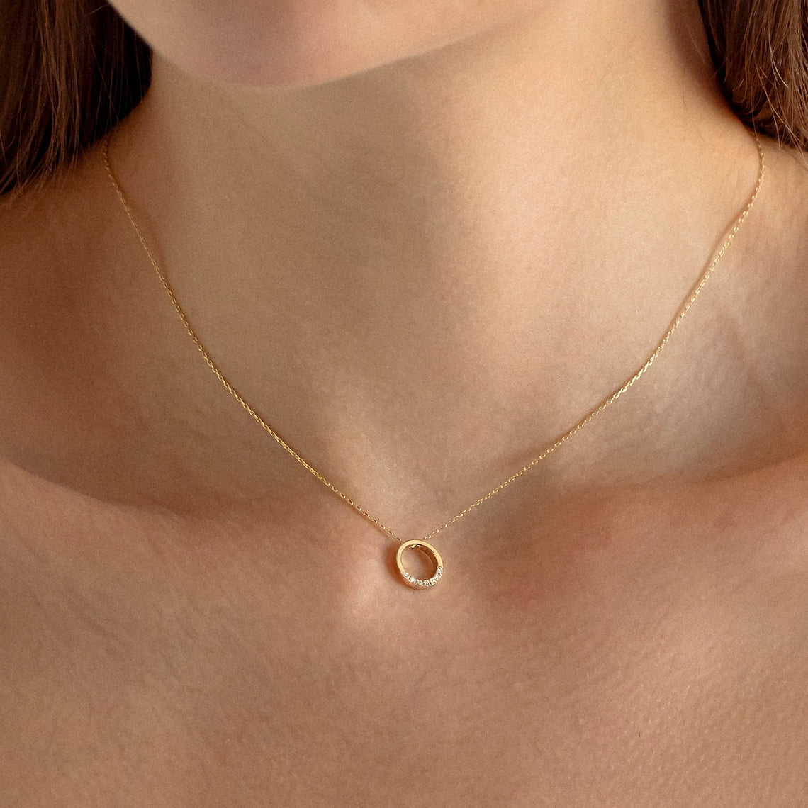 0.02 TCW Round Moissanite Diamond Circle Necklace - farrellouise