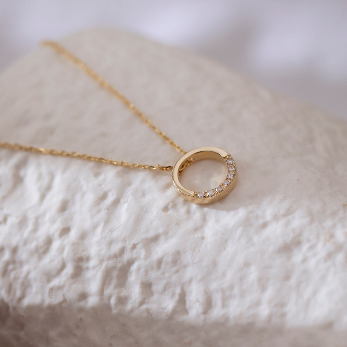 0.02 TCW Round Moissanite Diamond Circle Necklace - farrellouise